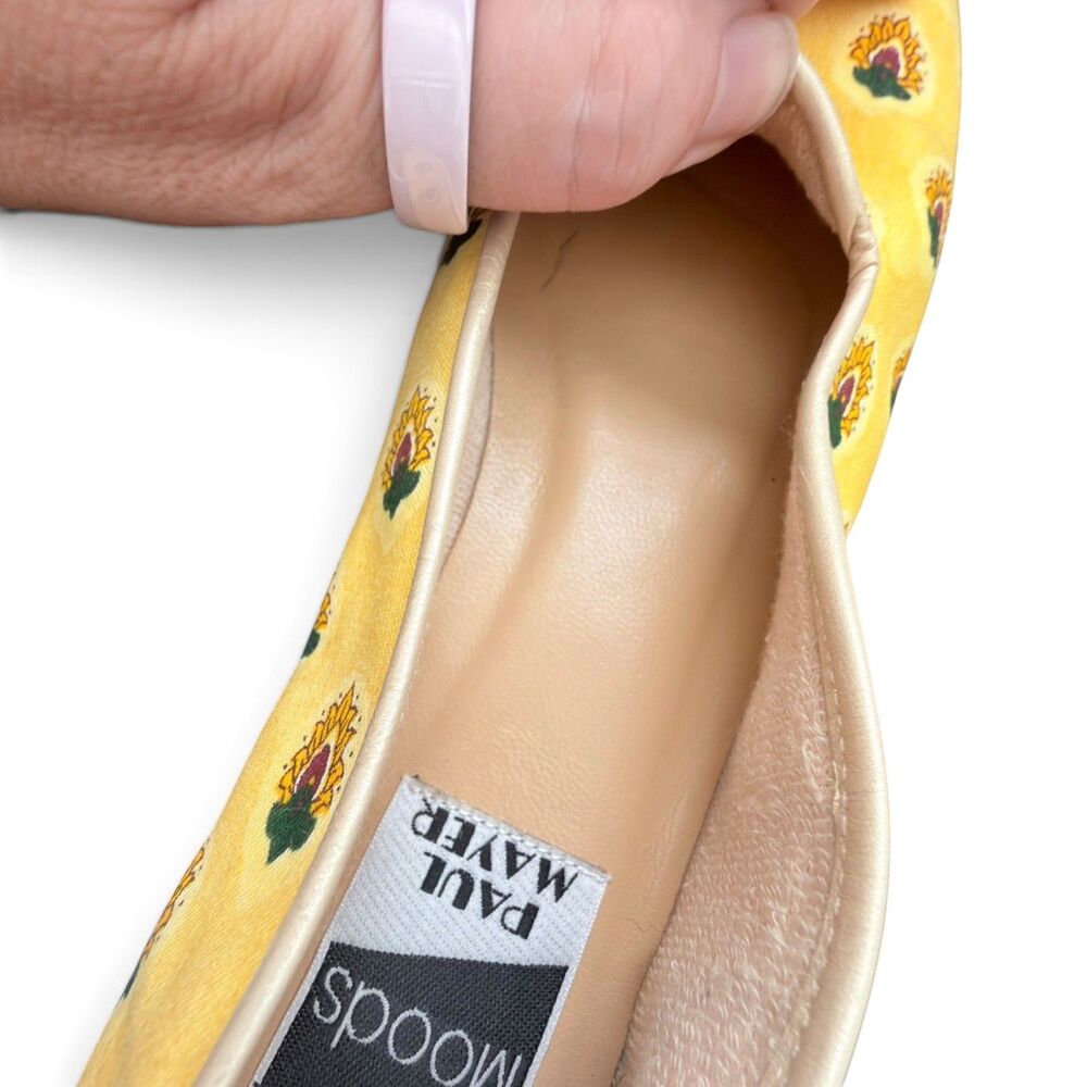 paul mayer moods yellow artisan floral smoking loafers square toe slip on size 8 - Picture 5 of 8